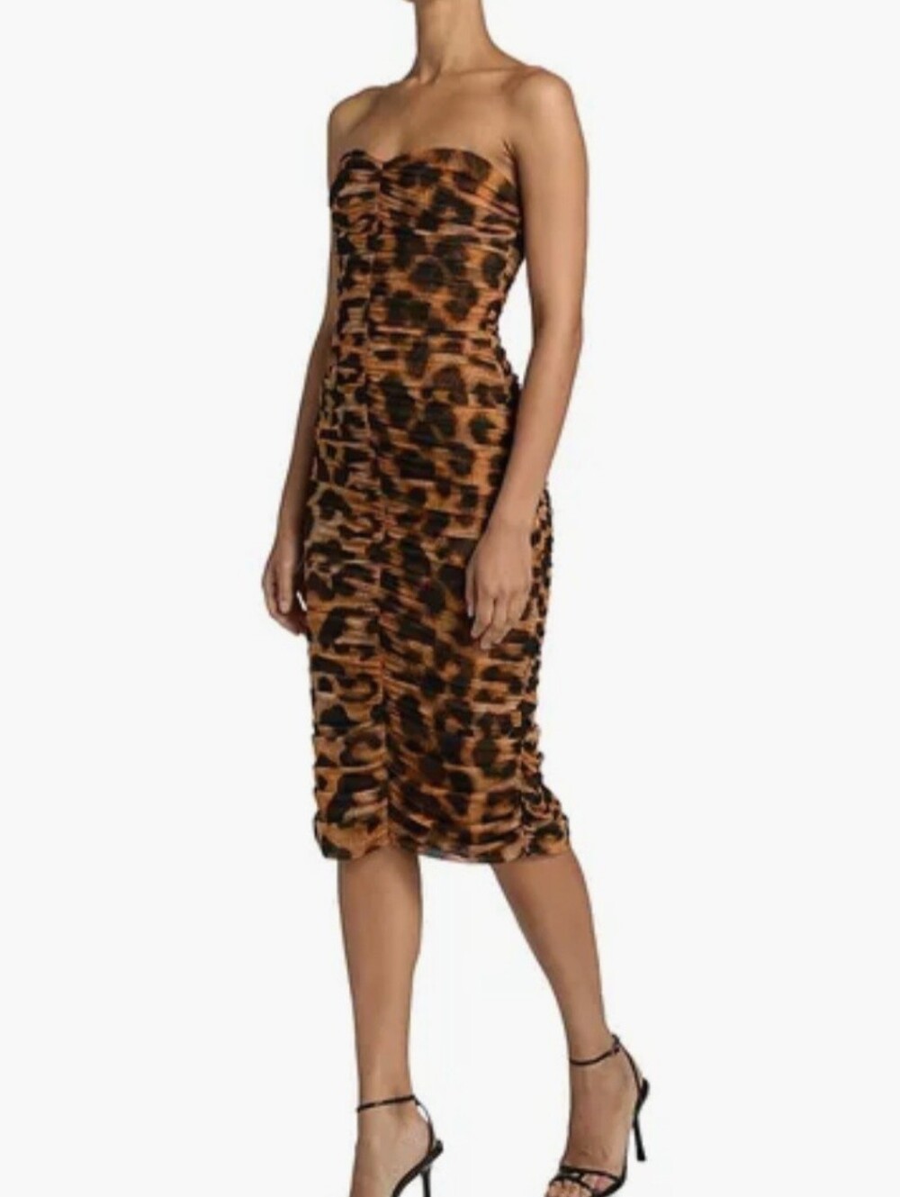 L'Agence Caprice Ruched Leopard Sheath Dress